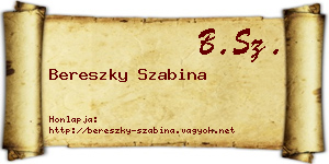 Bereszky Szabina névjegykártya